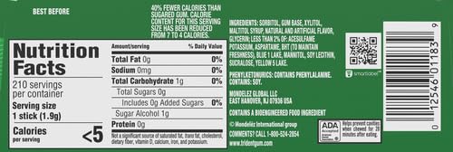 Trident Spearmint Flavor Bubble Gum 14 Sticks (Netcount 15 Pack), 15 Count (Pack of 1)