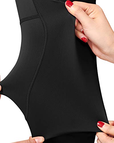 Keolorn High Waist Yoga Pants with Pockets Tummy Control Workout Leggings for Women 4 Way Stretch Leggings with Pockets (Black, X-Small)