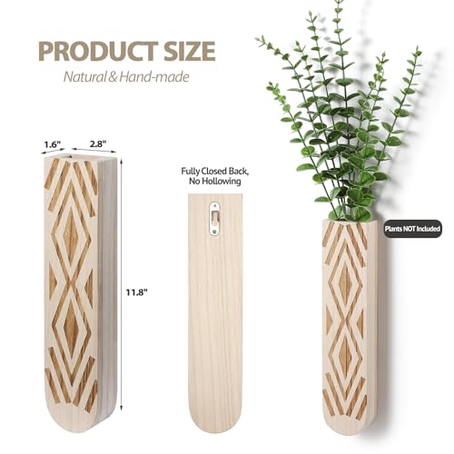 Wall Planter for Indoor Plants, 3 Pack Geometric Hanging Planter, Wood Wall Vase for Decor Artificial Flower Plants, Boho Wall Decor for Living Room, Bedroom