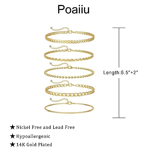 Gold Layered Bracelets Bracelets Set for Women 14K Gold Plated Dainty Link Chain Bracelet Stackable Jewelry Gifts for Women