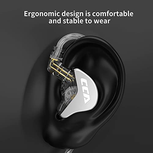 CCA CRA in Ear Monitor, Ultra-Thin Diaphragm Dynamic Driver IEM Earphones, Clear Sound & Deep Bass in Ear Headphones, Wired Gaming Earbuds with 2 Pin Detachable Cable for Singer Musicians Drummers