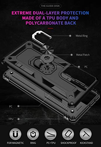 PASNEW Case for Samsung S20 Ultra,Galaxy S20 Ultra 5G,360° Magnetic Ring Kickstand Car Holder,Armor Shockproof Drop Protection Hard Shell,Phone Cases for S20 Ultra 5G,6.9 inch,Black