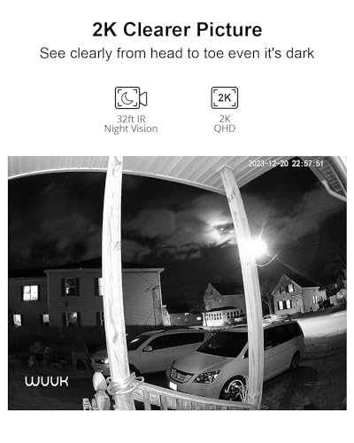 WUUK Add-on 2K Doorbell Camera, Require Existing Homebase, Video Doorbell Wireless/Wired, No Subscription, 2.4/5 GHz WiFi, Human and Motion Detection, Compatible with Alexa and Google Home