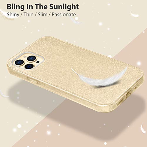 MATEPROX iPhone 12 Pro Max Case Bling Sparkle Cute Girls Women Protective Cases for iPhone 12 Pro Max 6.7" 2020(Gold)