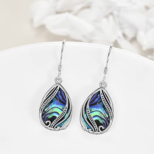 Abalone Earrings for Women 925 Sterling Silver Dangle Drop Abalone Earrings Filigree Bohemian Earrings Jewelry Gift (01-Filigree Bohemian Earrings)