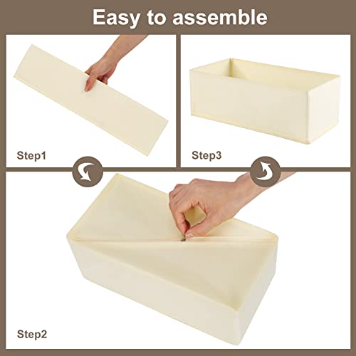 Coorganisers 6 Pack Dresser Organizers - Drawer Organizers for Clothing & Baby, Woven-Fabric Storage Drawers (Beige