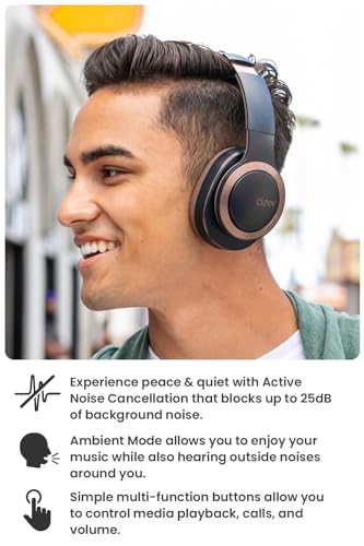 Cleer Enduro ANC Noise Cancelling Over the Ear Bluetooth Headphones with Mic, 60 Hrs Playtime, Noise Canceling, Ambient EQ Modes, Hi-Res Audio, Deep Bass, Multi-Point Connect, Bluetooth 5.0, Dark Navy