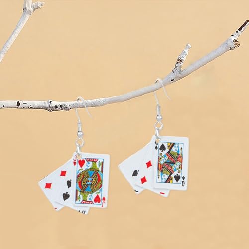 Seakuur Casino Punk Poker Irregular Women Drop Earring Playing Card Alloy Casual Ear Jewelry Party Hip Hop Jewellery (A)