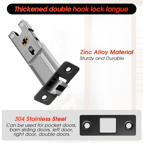 Aglehome Square Door Hardware - Sliding Pocket Door Lock with Key, Flush Latch for Bed/Bath, Matte Black, 2-3/8" Backset