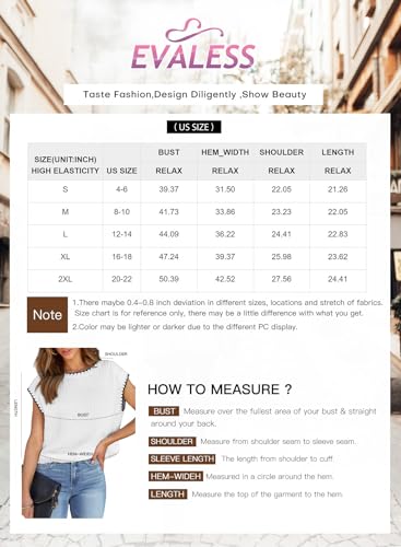 EVALESS Womens Cap Sleeve Sweater Vest Summer Crewneck Short Sleeve Pullover Sweaters Cute Dressy Tops for Women 2024 Trendy Lightweight Casaul Cotton Knit Tops Fall Fashion Outfits Beige Medium