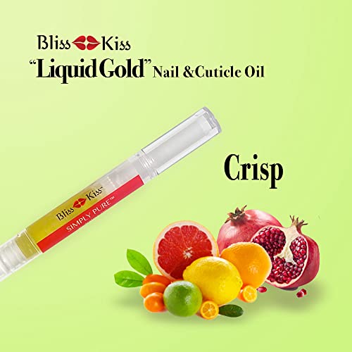 Bliss Kiss | 1 Crisp Fragrance | Nail Oil Cuticle Pen w/Vitamin E & Jojoba⏤Nail Strengthener Nail Growth Serum for Brittle Peeling Breaking Thin Nails