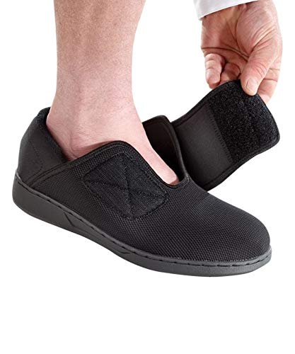 Silverts Disabled Elderly Needs Comfort Shoes for Men - Extra Wide Shoes for Swollen Feet - Black 10