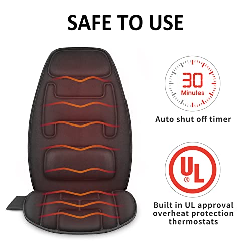 Snailax Massage Cushion with Heat - Memory Foam Neck and Lumbar Support, 10 Vibration Motors for Back and Chair