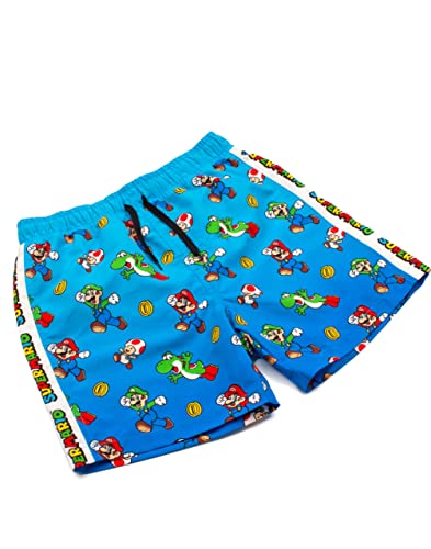 Super Mario Swim Shorts Boys Luigi Kids Gamer Swimming Trunks Pants (3-4 Years) Blue
