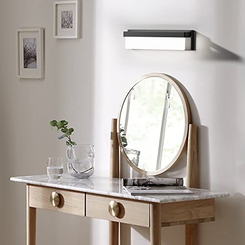 LIGHTINN LED Bathroom Vanity Light Fixture Over Mirror 16.5 inch Modern Rectangle Black Matte Metal Lighting Bar 4000K Daylight Wall Sconce (Black)