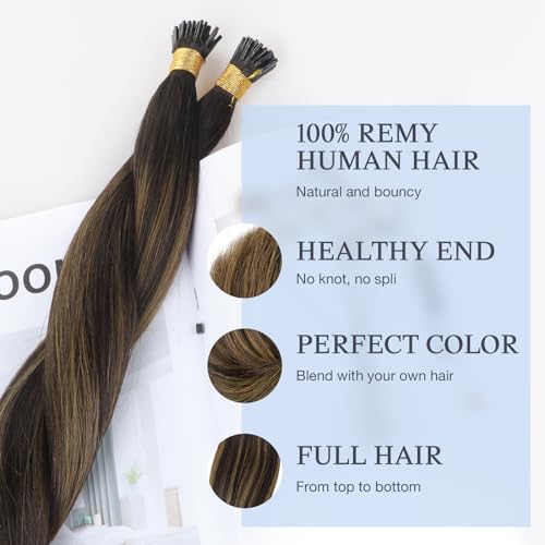 DOORES U Tip Extensions for Women, 14 Inch 50g/50s, Dark Brown Short Hair Extensions Real Human Hair Invisible Natural Hot Fusion Hair Extensions