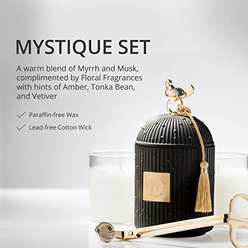 Luxury Scented Candles Gift Set for Women - Candle Holder + 2 x 8.5oz Premium Scented Candles for Home + Wick Trimmer - 110+ Hours Burn Time - Paraffin-Free - 4 pcs