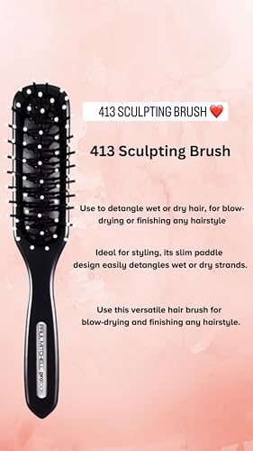 Paul Mitchell Pro Tools 413 Sculpting Brush, Classic Hair Brush for Detangling, Sculpting + Styling Wet or Dry Hair, Black