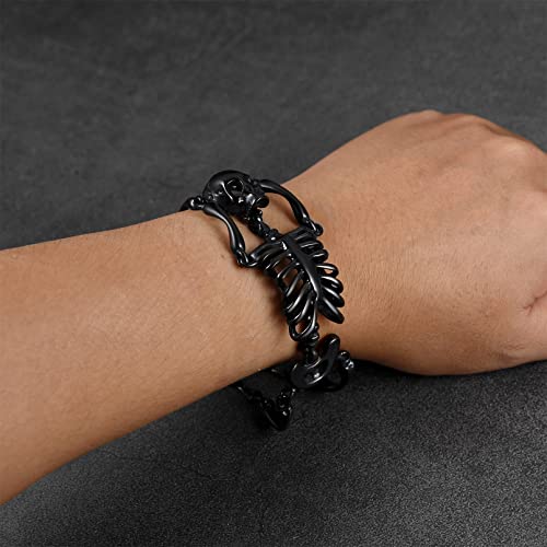 FaithHeart Bracelet for Men Punk Skull Chains Human Skeleton Gothic Jewelry for Female Hip Hop Cool Wristband