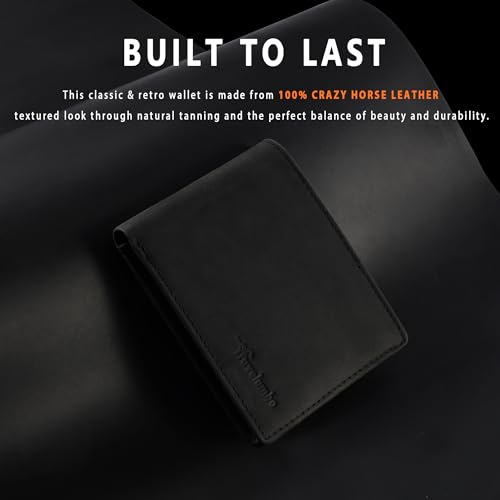 Travelambo Genuine Leather Wallet for Men with Gift Box - Handmade Bifold Stylish - Rfid Wallet for Men with 2 ID Windows