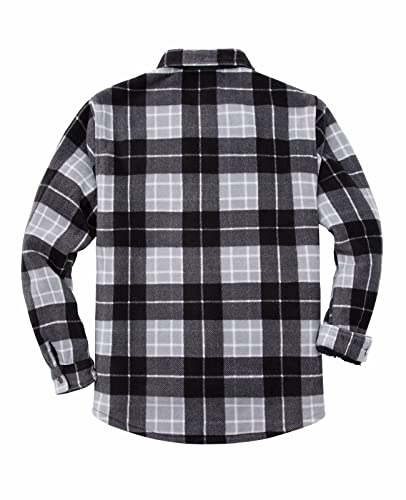ThCreasa Mens Flannel Shacket Jacket Sherpa Lined Buffalo Plaid Warm Thick Flanelle Shirt Outdoor CPO Overshirt Redwood 3XL