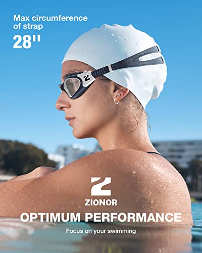 ZIONOR Swim Goggles, G1 SE Swimming Goggles Anti-fog for Adult Men Women (B2-Clear Lens Green Frame)