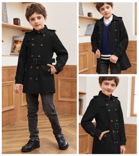 Kids Boys Girls Lightweight Trench Coat Double Breasted Classic Belted Jacket Spring Fall Outwear Dress Coats