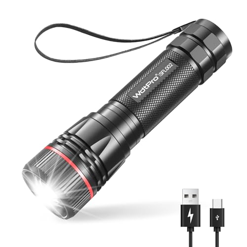 WdtPro Rechargeable Flashlights High Lumens, 1 Pack 10H Long Lasting Super Bright EDC Flashlights, LED Mini Tactical Flash Lights for Camping Emergency, Drop & Water Resistant (Battery Included)