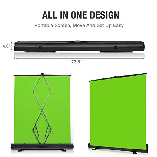 Yesker Upgrade Green Screen 73.2x77.5 inch Wider 180cmx 196cm Background Collapsible Chromakey Photo Backdrop Portable Pull Up with Aluminium Base Wrinkle-Resistant Fabric for Video Studio Live Game