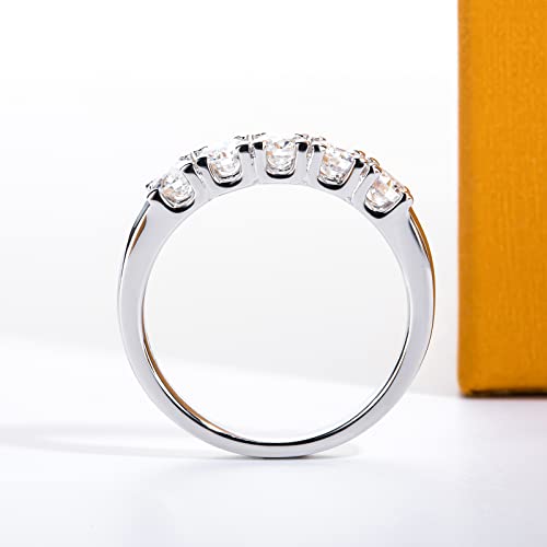 AimiIee Moissanite Wedding Band Half Eternity Rings D Color VVS1 Clarity Round Brilliant Cut S925 Sterling Silver Stackable Eternity Band for Women Men with Certificate(9)