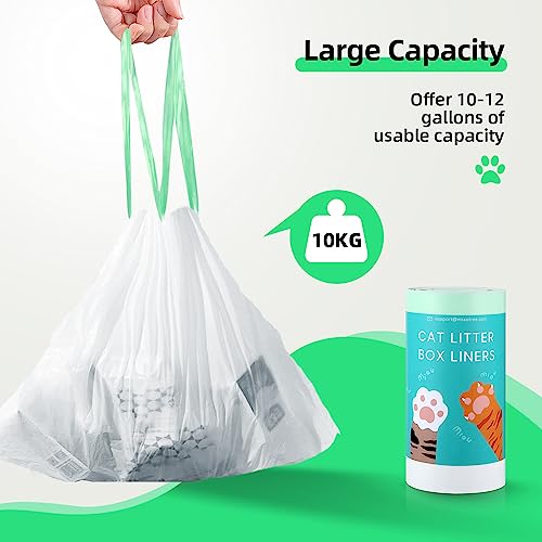 KropBom Waste Drawer Liners Bags Replacement Compatible with Litter Box Robot 4 and 3, 20 Count Thick Self-cleaning Cat Litter Box Liners with Drawstring Heavy Duty 10-12 Gallons of Capacity