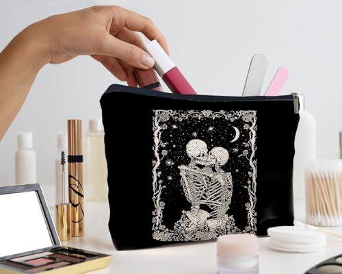 IWXYI Skeleton Pouches,Gothic Skeleton Makeup Bags,Skeleton Skull Makeup Bags With Zipper,Skeleton Skull Gothic Makeup Bag Zipper Pouch Travel Toiletry Gifts For Women,Skull Gifts