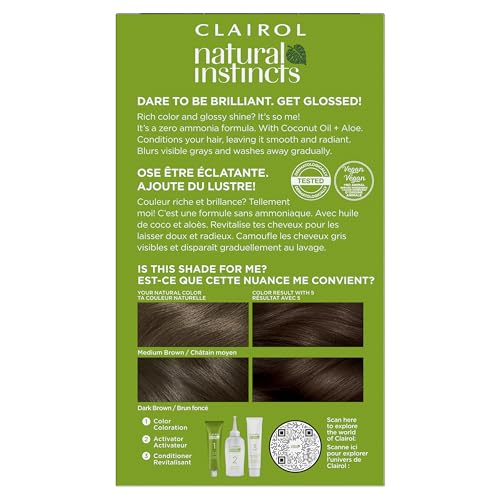 Clairol Natural Instincts Demi-Permanent Hair Dye, 5 Medium Brown Hair Color, Pack of 1