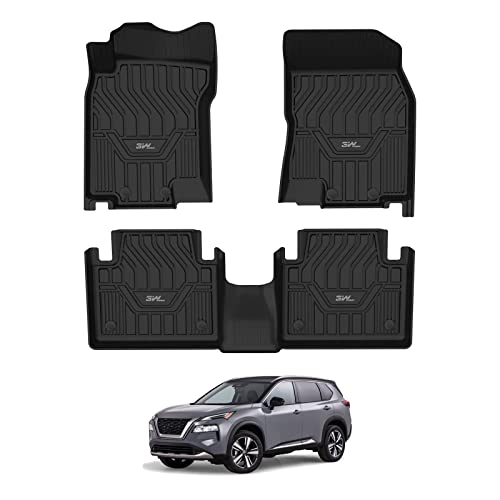 3W 2014-2020 Nissan Rogue Floor Mats Custom Fit for Nissan Rogue Accessories TPE All Weather Floor Liner, 1st and 2nd Row Car Mats (NOT for Nissan Rouge Sports and Select Models)