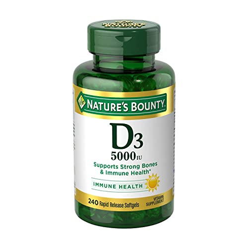 Nature's Bounty Vitamin D3, Immune Support, 125 mcg (5000iu), Rapid Release Softgels, 240 Ct