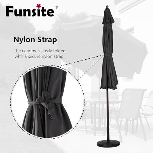 Funsite 7.5Ft Patio Umbrella for Outdoor, UV Protect Pool Umbrellas with Heavy Duty Pole, Market Umbrella with Push Botton Tilt & Crank, Grey