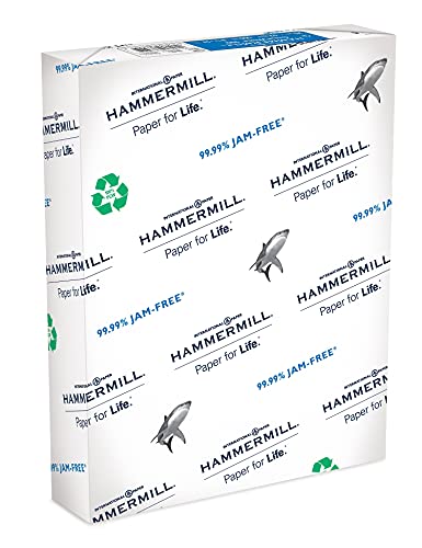 Hammermill Printer Paper, Great White 100% Recycled Paper, 8.5 x 11 - 1 Ream (500 Sheets) - 92 Bright, Made in the USA, 086790R