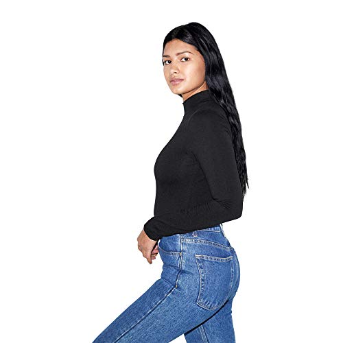 American Apparel Women's Cotton Spandex Long Sleeve Turtleneck, Black, Small