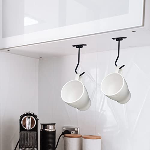 EGMEHOAD 2 Pack Banana Holder Hook Under Cabinet to Keep Bananas Fresh, Banana Hanger Under Cabinet Black 2 Pcs, Banana Hook Under Cabinet Metal