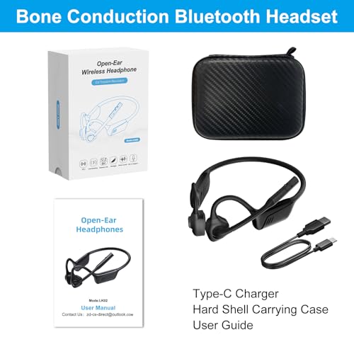 Smof Air Conduction Headset with Mic,Open Ear Wireless Headphones with Bluetooth 5.1/Mute Function/aptX-HD/LL,for Online Meeting/Online Teaching/Office Home Business/Driving（Black）