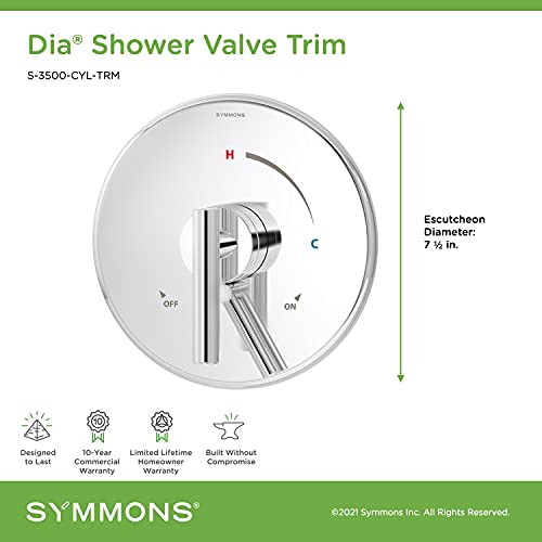 Symmons S-3500-CYL-TRM Dia Shower Valve Trim in Polished Chrome (Valve Not Included)