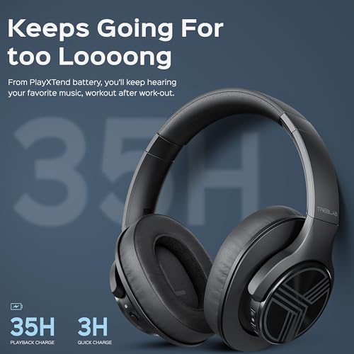 TREBLAB Z2 Active Noise Cancelling Workout Headphones - Signature-HD Sound, Deep Bass, 35H Battery, Comfortable, Foldable Over Ear Bluetooth Headphones Wireless. for Gym, Sport, Travel. Mic for Calls