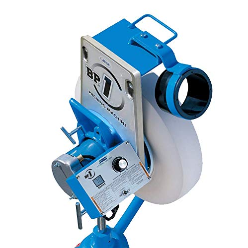 Jugs BP1 Baseball/Softball Combo Pitching Machine — Throws Baseballs or softballs up to 70 mph. Set up for Baseball or Softball, This Machine Throws from a Realistic delivery Height.