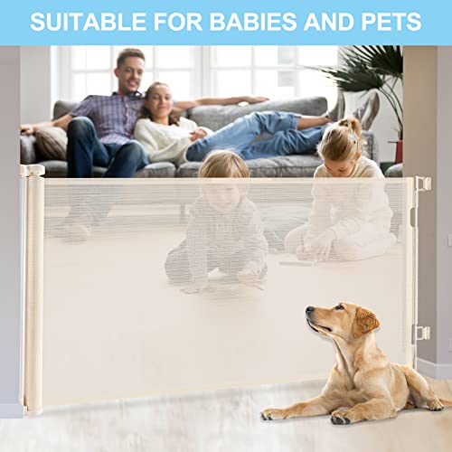 Mom's Choice Awards Winner - 120 Inch Extra Wide Baby Gate for Large Opening Retractable Baby Gates for Doorway Extra Long Dog Gate for the House Outdoor Large Pet Gates for Dog Indoor Mesh Child Gate