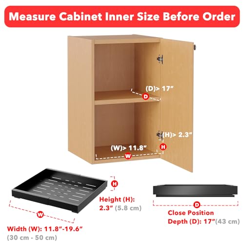 SpaceAid Pull Out Cabinet Organizer, 1 Pack Expandable (11.8"-19.6") Heavy Duty Pull-Out Drawer for Cabinets with Adhesive Tape, Kitchen Slide Out Shelves, Roll Out Shelf Storage (Black, 17" Deep)