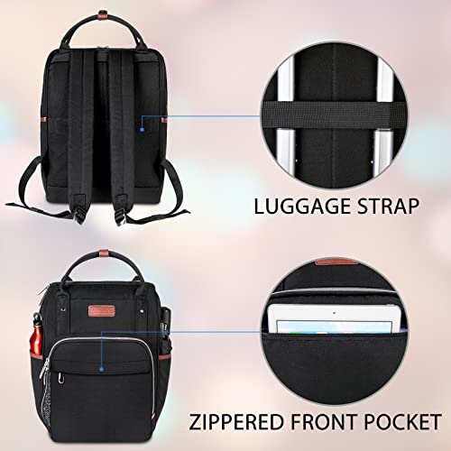 VANKEAN Laptop Backpack for Women Men 15.6-16.2 Inch Stylish Computer Work Backpack, Waterproof College Casual Daypack Business Travel Backpacks with USB Port & RFID Blocking, Black