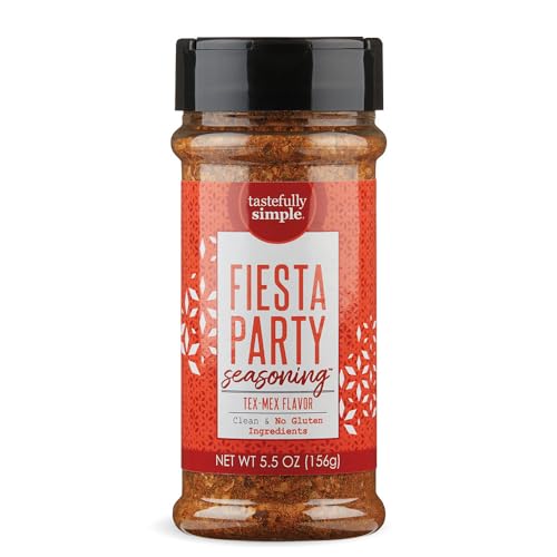 Tastefully Simple Fiesta Party Mexican Seasoning for Tacos, Fajitas, Enchiladas, Dips, and More, Clean, Keto, and Paleo, No MSG or Gluten Ingredients, 5.5 oz (Pack of 3)