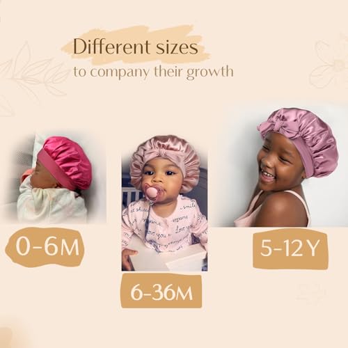 YANIBEST 2 PCS Baby Bonnet Toddler Silk Bonnet for Kids Sleeping Cap Curly Natural Hair Baby Bonnets for Girls Boys Infant Newborn