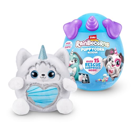 Rainbocorns Puppycorn Rescue (Husky) by ZURU, Collectible Plush, Stuffed Animal Girl Toys, Surprise Egg, Stickers, Syringe Slime, Ages 3+ for Girls, Children, 9.06 x 7.87 x 11.02 inches