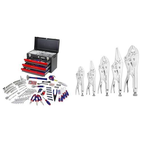 WORKPRO 408-Piece Mechanics Tool Set, General Household Home Repair Tool Kit with 3-Drawer Heavy Duty Metal Box, Hand Tool Kit Set 1 Pack